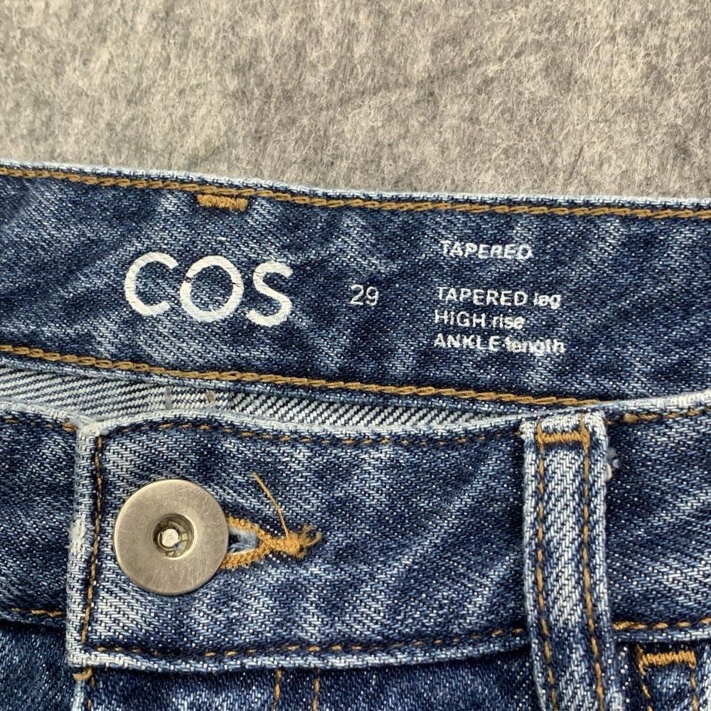 COS Women's High Rise Tapered Ankle Length Wide Leg Blue Jeans - Size 29 - Picture 6 of 15